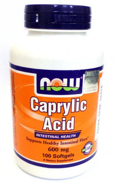 Caprylic acid 600mg 100 kaps Now Foods kwas kaprylowy   