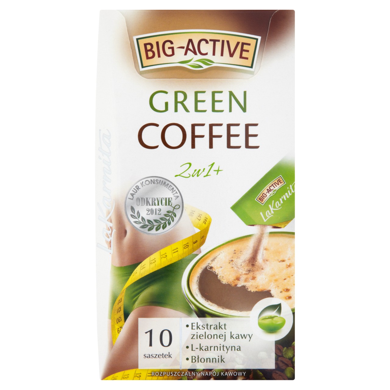 Big-Active La Karnita Green Coffee 2w1+ Rozpuszczalny napój kawowy 120 g (10 saszetek)