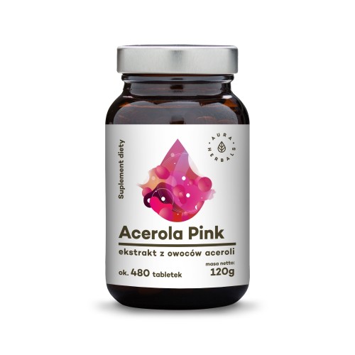 Acerola Pink 25% - ekstrakt z owoców w tabletkach (120g) Aura Herbals