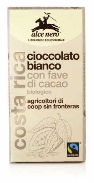 Czekolada biała z kawałkami kakao FAIR TRADE BIO 100 g - ALCE NERO