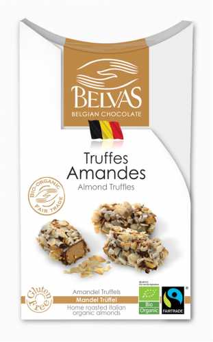 Belgijskie czekoladki truffle z migdałami bezglutenowe FAIR TRADE BIO 100 g - BELVAS
