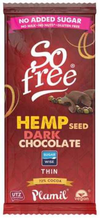 Czekolada konopna z ksylitolem z ziarnami konopii So free hemp seed dark chocolate 70g PLAMIL