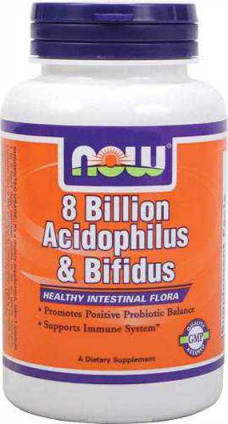 8 Billion Acidophilus & Bifidus 8 miliardów bakterii probiotyk 60 kapsułek NOW FOODS