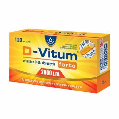 D-Vitum forte witamina D dla dorosłych D3 2000 j.m. 120 kapsułek Oleofarm