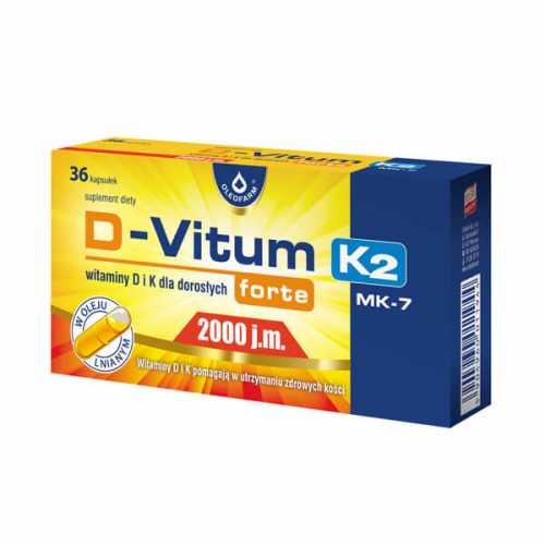 D-Vitum forte witamina D i K dla dorosłych D3 2000 j.m. naturalna K2 MK-7 75 mcg 36 kapsułek Oleofarm