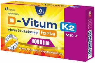 D-Vitum forte witamina D i K dla dorosłych D3 4000 j.m. naturalna K2 MK-7 100 mcg 36 kapsułek Oleofarm
