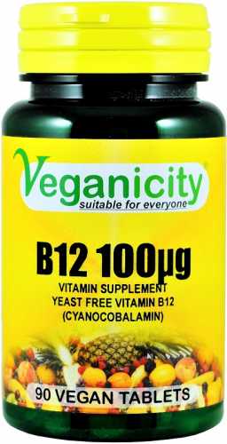 Witamina B12 cyjanokobalamina 100µg b-12 cyanocobalamin 90 tabletek Veganicity