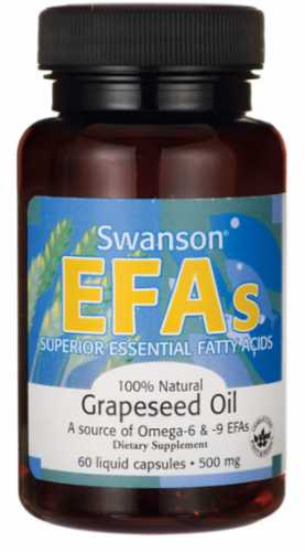 Olej z nasion winogron EFAs Grapeseed Oil 500mg 60 kapsułek Swanson
