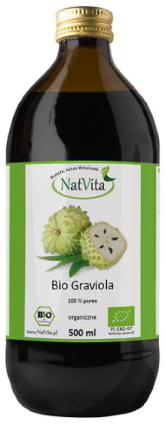 Bio Graviola 100% puree organiczna BIO 500ml NatVita