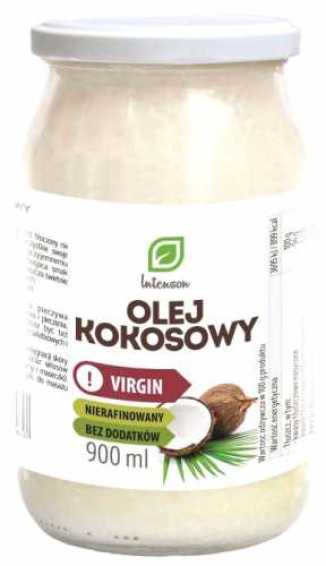 BIO Olej kokosowy nierafinowany tłoczony na zimno virgin 900ml Intenson