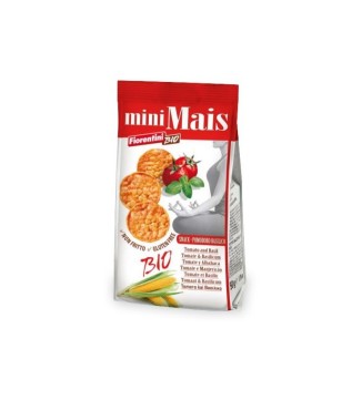 KRĄŻKI KUKURYDZIANE Z POMIDORAMI  I BAZYLIĄ BEZGLUTENOWE BIO 50 g – FIORENTINI Zdrowe