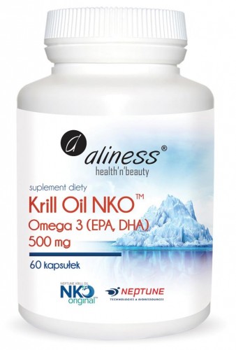 Krill Oil NKO Omega 3 z Astaksantyną, 500 mg 60 - olej z kryla kaps.
